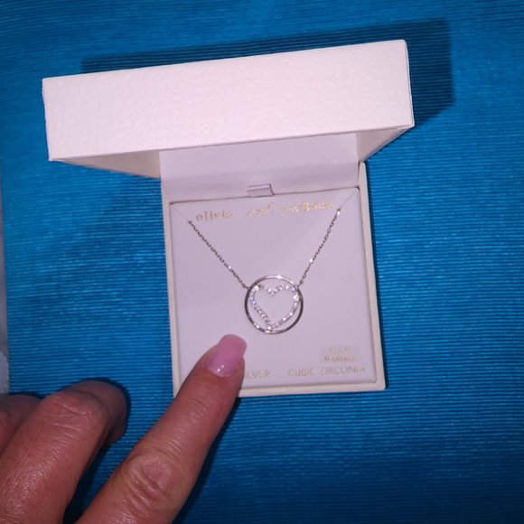 Olivia and Jackson Heart in a Circle Necklace Sterling Silver/Cubic Zirconia - Picture 10 of 15